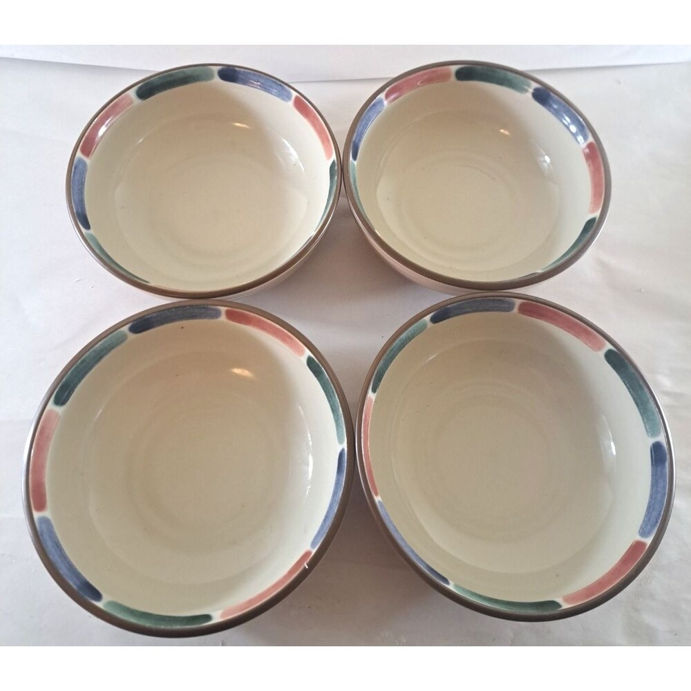 Noritake Warm Sands Bowls Set Of 4 Stoneware Southwestern 90s Beige Pink Blue